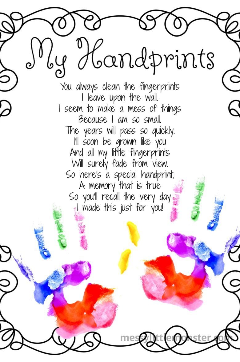 Handprint Poem for Mom