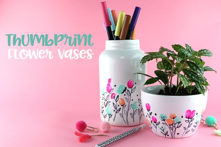Fingerprint Painted Flower Vase