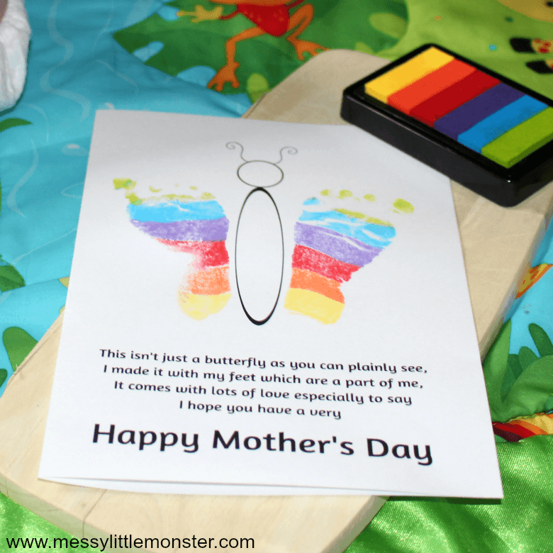 Rainbow Footprint Butterfly Card