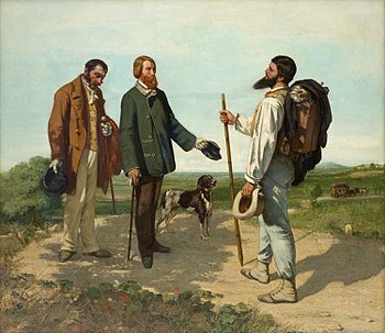 A painting depicting three men standing